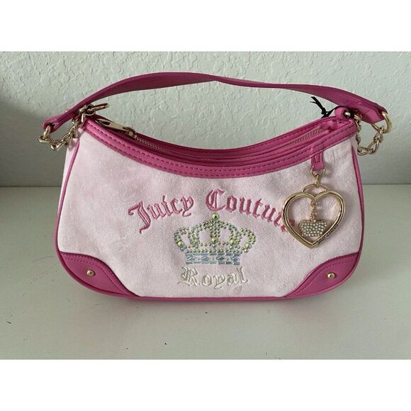 Juicy Couture Kingdom Shoulder Bag  Light Pink With Heart Charm Crown Royal NEW - Picture 1 of 15